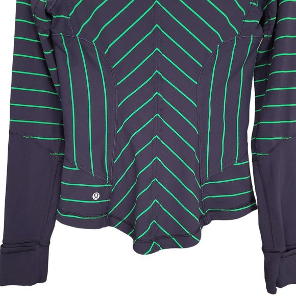LULULEMON Women's Forme Jacket XS/S Blue Green Striped Cuffins Full Zip Inkwell - Picture 12 of 12